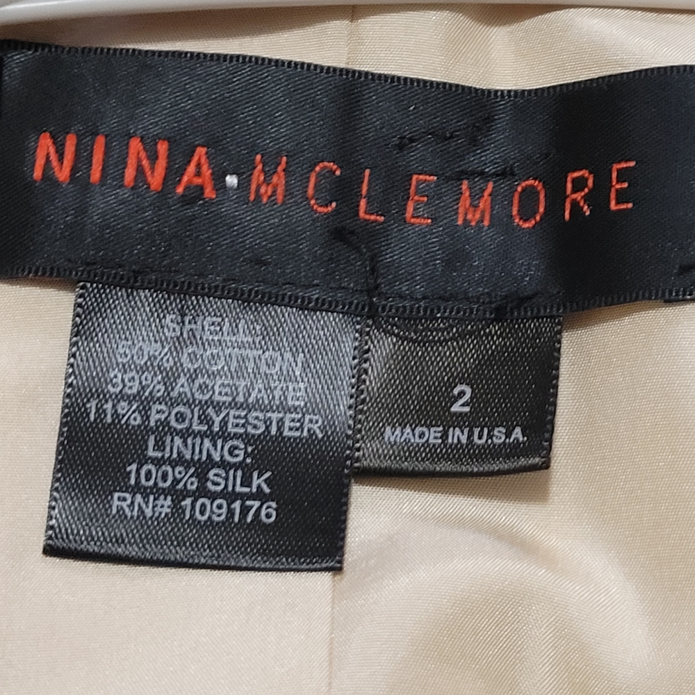 NINA MCLEMORE Jacket Metallic Blazer Size 2 Gold Shimmer Holiday NWT Made In USA - Picture 2 of 9